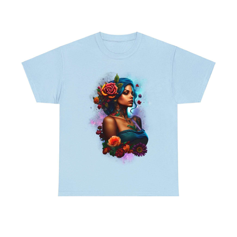 Floral Cosmos - Women's Heavy Cotton Tee in light blue