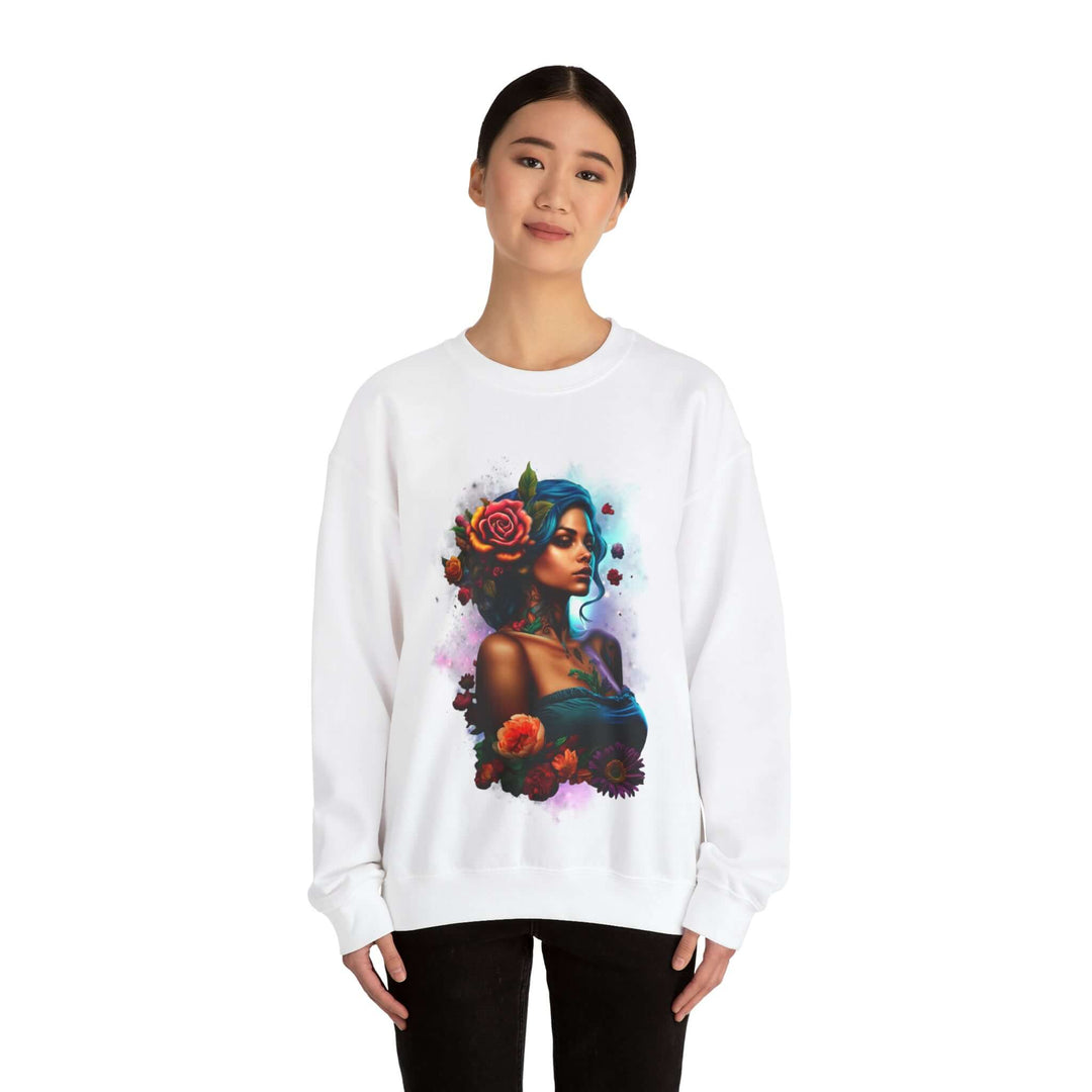 White Womens Heavy Blend™ Crewneck Sweatshirt