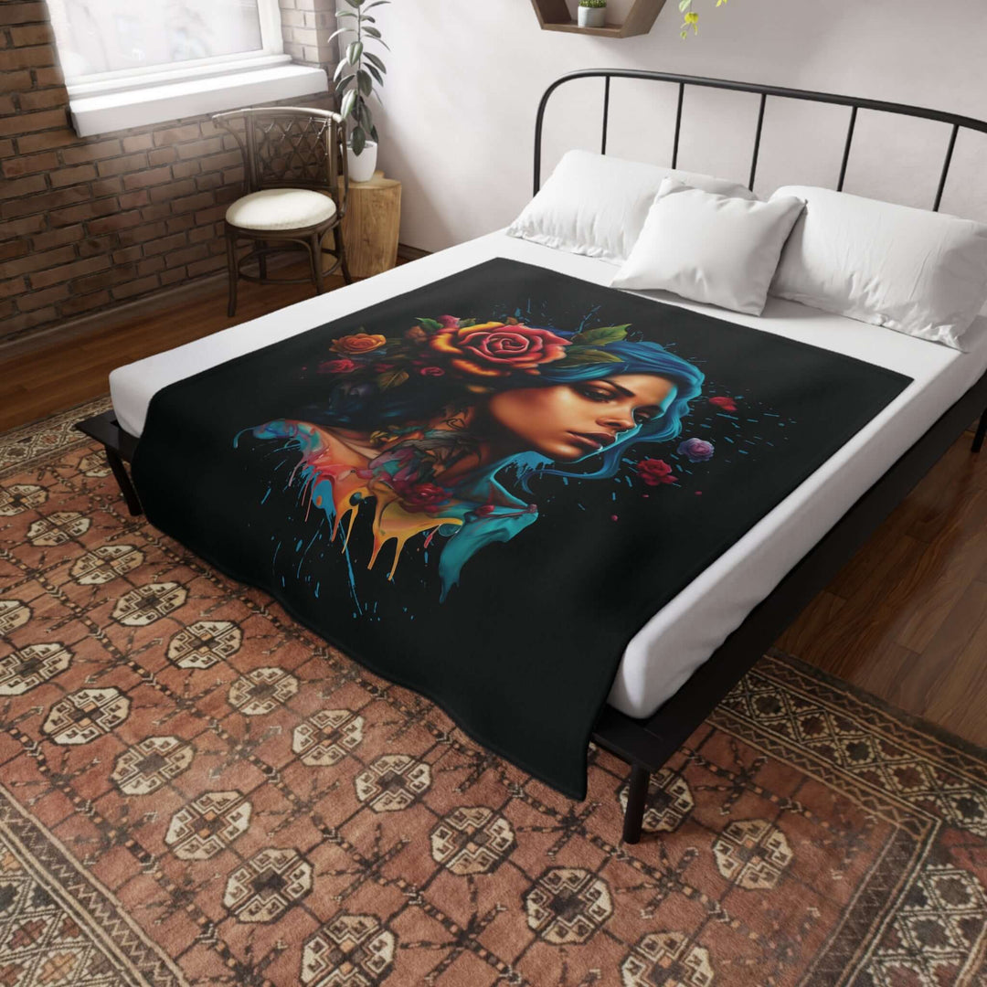 Add a little art to your home with this fleece blanket