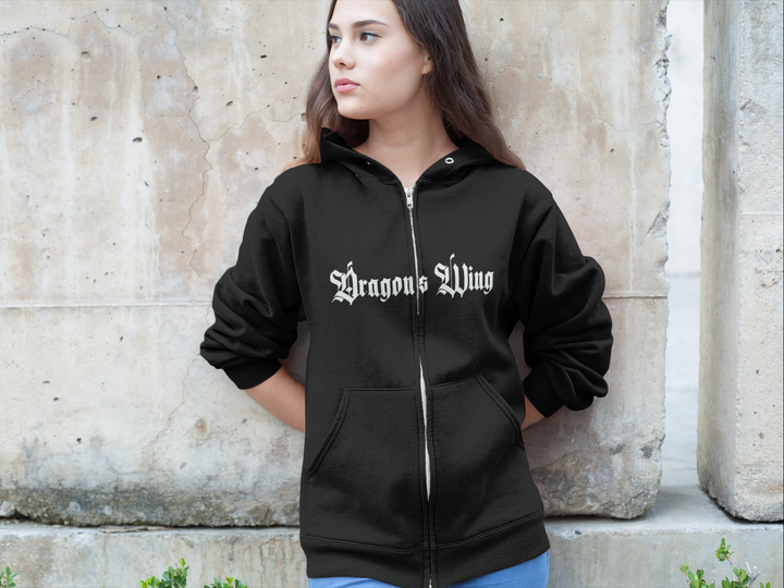 Women's Black Drawstring Full Zip Hoodie